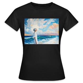 Mom on the Beach 3 - Women's T-Shirt - black - Front - AI Model Female 172 dark (172cm)