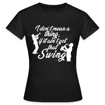 Swing - Frauen T-Shirt - Schwarz - Vorne - AI Model Female 172 dark (172cm)