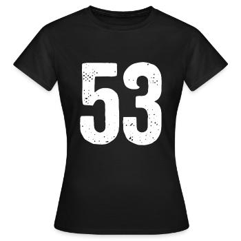 53 Zahlen Weiß - Frauen T-Shirt - Schwarz - Vorne - AI Model Female 172 dark (172cm)