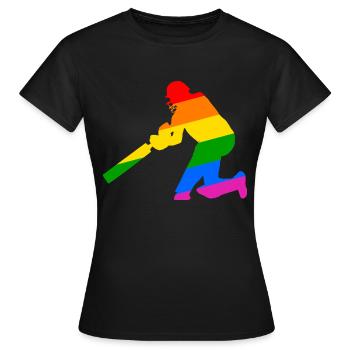 Cricket Spieler mit Regenbogen Geschenkidee - Frauen T-Shirt - Schwarz - Vorne - AI Model Female 172 dark (172cm)