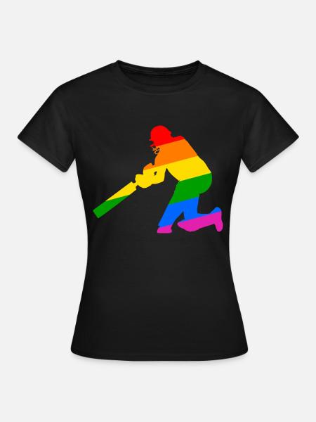 Cricket Spieler mit Regenbogen Geschenkidee - Frauen T-Shirt - Schwarz