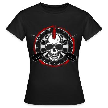 Dart Darts Dart Player Lover Gift Skull - Women's T-Shirt - black - Front - AI Model Female 172 dark (172cm)