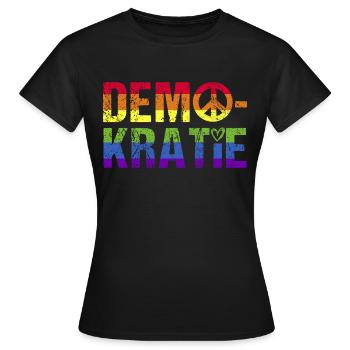 Demokratie nie wieder ist jetzt Demonstration bunt - Frauen T-Shirt - Schwarz - Vorne - AI Model Female 172 dark (172cm)