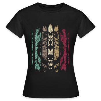 Wolf Wildlife Loups Wilderness Retro Vintage Predator - T-shirt Femme - noir - Devant - AI Model Female 172 dark (172cm)
