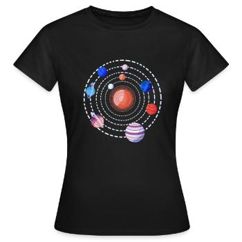 Planètes du système solaire - T-shirt Femme - noir - Devant - AI Model Female 172 dark (172cm)