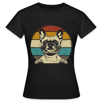 Franse Bulldog Franse Bulldog retro - Vrouwen T-shirt - zwart - Voor - AI Model Female 172 dark (172cm)