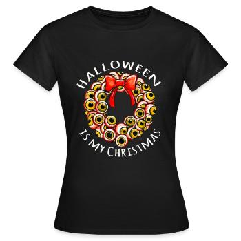 Halloween Christmas eyeballs Christmas wreath gift - Women's T-Shirt - black - Front - AI Model Female 172 dark (172cm)
