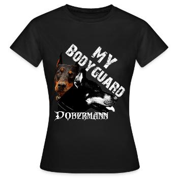 tête de chien doberman, énonciations de chien, garde du corps, chiens - T-shirt Femme - noir - Devant - AI Model Female 172 dark (172cm)