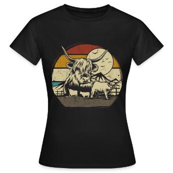 Scottish Highlander Highland Cattle Highland - Women's T-Shirt - black - Front - AI Model Female 172 dark (172cm)