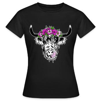 Scottish Highlands Highland Cattle Highland Cow - Women's T-Shirt - black - Front - AI Model Female 172 dark (172cm)