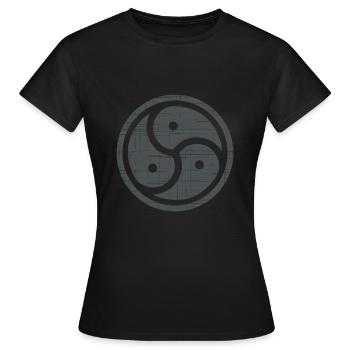 BDSM Triskele Bondage Fétiche Kinky Dom Sub - T-shirt Femme - noir - Devant - AI Model Female 172 dark (172cm)