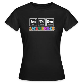 Éléments de sensibilisation à l'autisme Aspergers - T-shirt Femme - noir - Devant - AI Model Female 172 dark (172cm)