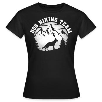 Dog Hiking Team Hunde Wander Team Wanderer Gassi - Frauen T-Shirt - Schwarz - Vorne - AI Model Female 172 dark (172cm)