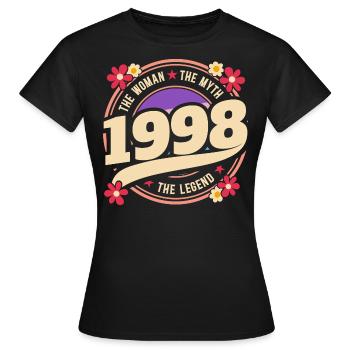 Femme 1998 La Légende 25 Ans Anniversaire - T-shirt Femme - noir - Devant - AI Model Female 172 dark (172cm)