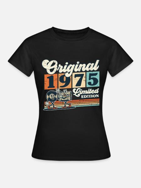 50e verjaardag 50 jaar geboren 1975 man vrouw - Vrouwen T-shirt - zwart