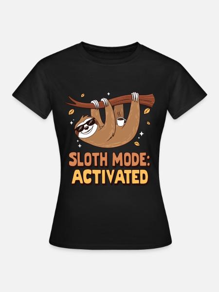 Paresseux avec café – Mode paresseux - T-shirt Femme - noir