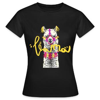 Lama - Frauen T-Shirt - Schwarz - Vorne - AI Model Female 172 dark (172cm)