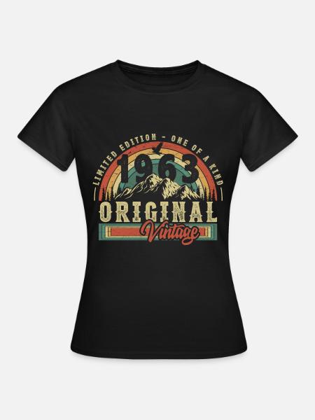 1963 Anniversaire né en 1963 Retro Vintage - T-shirt Femme - noir