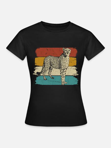 Gepard Wildtier retro - Frauen T-Shirt - Schwarz