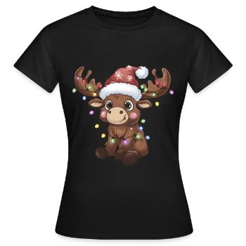 Weihnachten Rentier Rudolph - Weihnachten Elch - Frauen T-Shirt - Schwarz - Vorne - AI Model Female 172 dark (172cm)