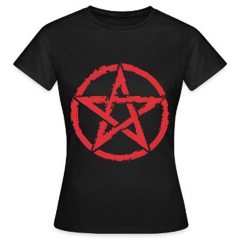Pentagram for ateister og satanister eller goter - Dame-T-shirt - sort - Foran - AI Model Female 172 dark (172cm)