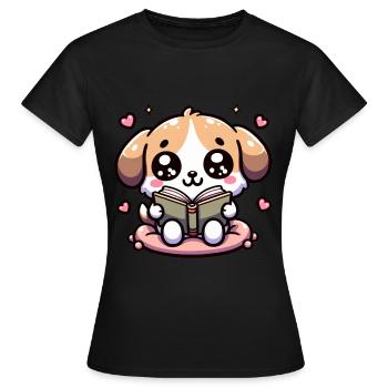 Chien de lecture Reading Rover barboteuses - T-shirt Femme - noir - Devant - AI Model Female 172 dark (172cm)