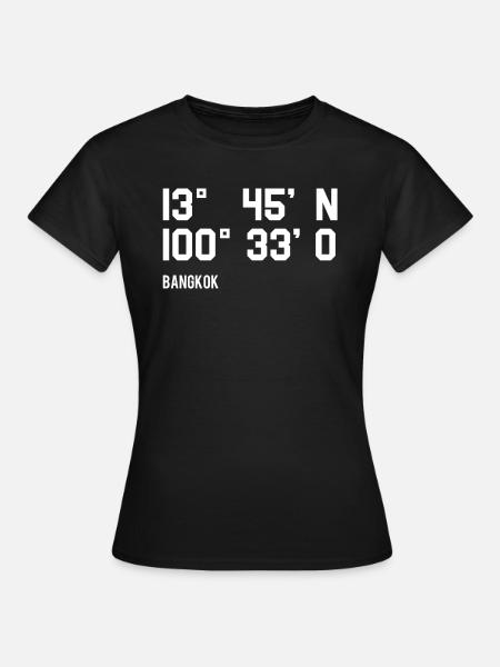 Bangkok koordinaten - Frauen T-Shirt - Schwarz