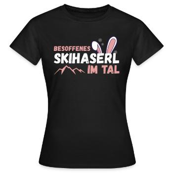 Aprés Ski Hase Haserl Hütte Häschen Apres Ski - Frauen T-Shirt - Schwarz - Vorne - AI Model Female 172 dark (172cm)