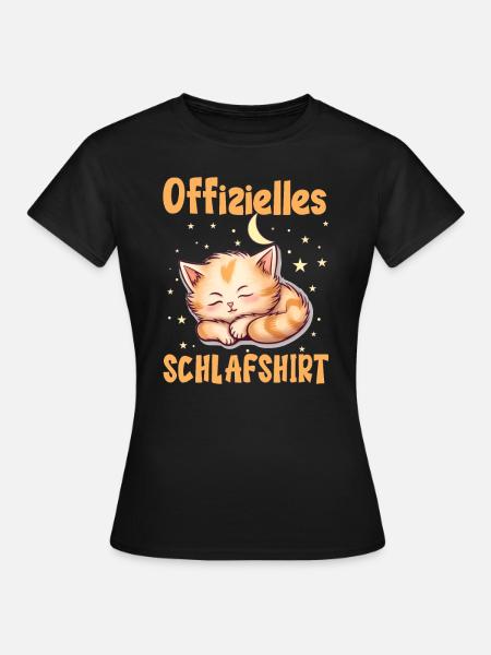 Offizielles Schlafshirt Schlafende Katze - Frauen T-Shirt - Schwarz