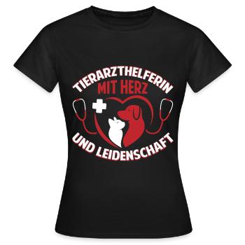 Tierarzthelferin mit Herz und Leidenschaft TFA - Frauen T-Shirt - Schwarz - Vorne - AI Model Female 172 dark (172cm)