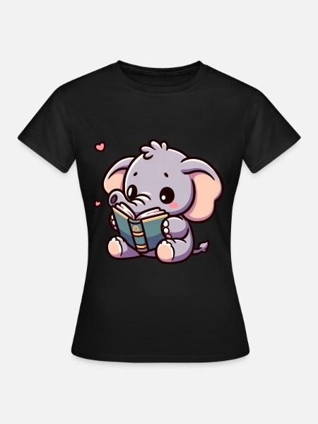 Elefant liest Elefanten-Märchenstunde Strampler - Frauen T-Shirt - Schwarz