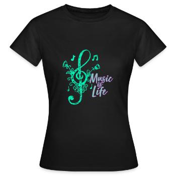 Musique musicien notes de musique cadeau clef - T-shirt Femme - noir - Devant - AI Model Female 172 dark (172cm)