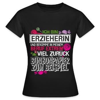 Erzieherin - BonBon - Frauen T-Shirt - Schwarz - Vorne - AI Model Female 172 dark (172cm)
