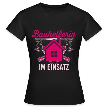 Bauhelferin im Einsatz Hausbau - Frauen T-Shirt - Schwarz - Vorne - AI Model Female 172 dark (172cm)