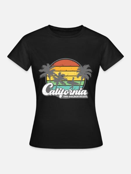 Californië Retro Surfer Palm Beach Vakantie - Vrouwen T-shirt - zwart