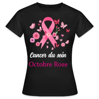 Ruban rose ctobre cancer du sein - T-shirt Femme - noir - Devant - AI Model Female 172 dark (172cm)