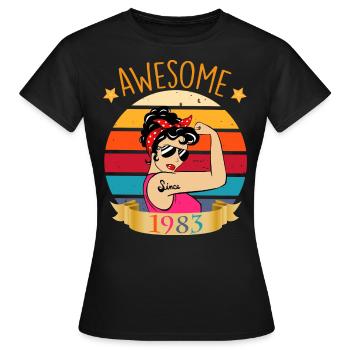Awesome 1983 cadeau anniversaire femme vintage - T-shirt Femme - noir - Devant - AI Model Female 172 dark (172cm)