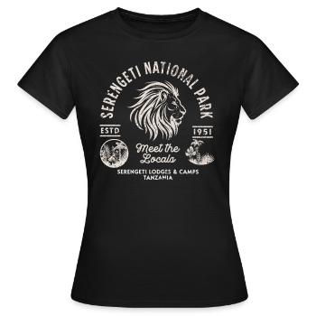 Serengeti Lodges und Camps Tansania - Frauen T-Shirt - Schwarz - Vorne - AI Model Female 172 dark (172cm)