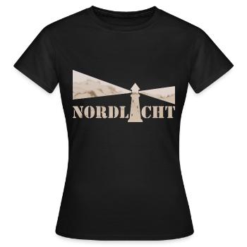 Nordlicht Düne - Frauen T-Shirt - Schwarz - Vorne - AI Model Female 172 dark (172cm)