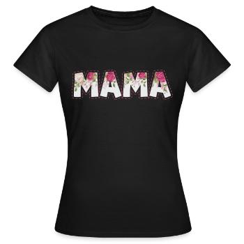 Mama Flowers - Women's T-Shirt - black - Front - AI Model Female 172 dark (172cm)