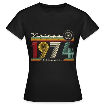1974 Birthday born in 1974 Retro Vintage - Women's T-Shirt - black - Front - AI Model Female 172 dark (172cm)