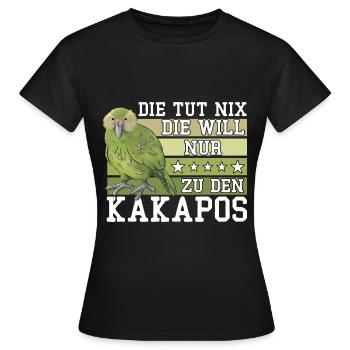 Die will nur zu den Kakapos Papagei - Frauen T-Shirt - Schwarz - Vorne - AI Model Female 172 dark (172cm)