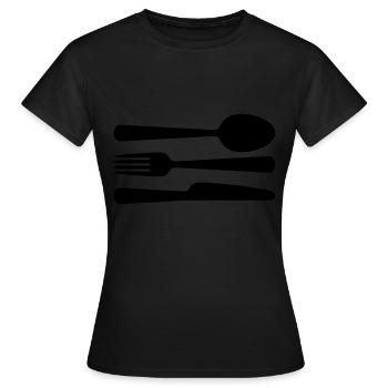Löffel, Gabel und Messer - Frauen T-Shirt - Schwarz - Vorne - AI Model Female 172 dark (172cm)