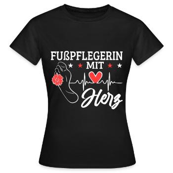 Fußpflegerin mit Herz Herzschlag Pediküre - Frauen T-Shirt - Schwarz - Vorne - AI Model Female 172 dark (172cm)