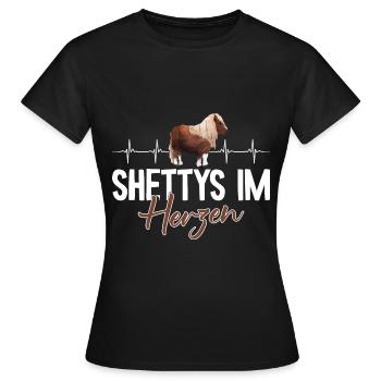 Shetty im Herzen Herzschlag Shetland Pony - Frauen T-Shirt - Schwarz - Vorne - AI Model Female 172 dark (172cm)