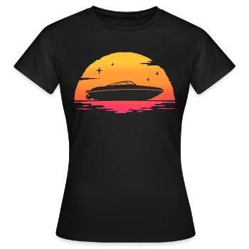 sunset bateau à moteur hors bord bateau à moteur - T-shirt Femme - noir - Devant - AI Model Female 172 dark (172cm)