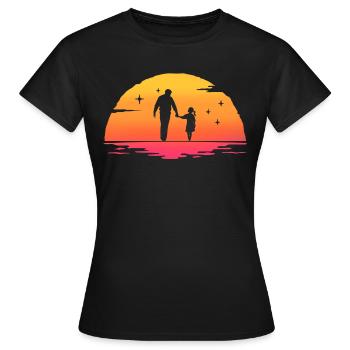 sunrise papa et fille cadeau père et fille - T-shirt Femme - noir - Devant - AI Model Female 172 dark (172cm)