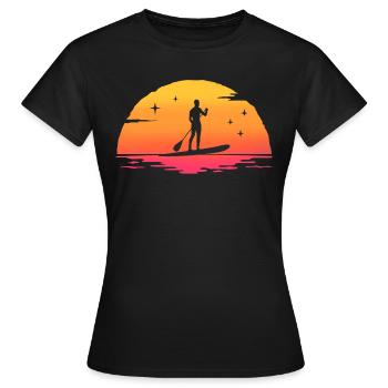 Sonnenaufgang Paddle Board Paddel Surf Standing Paddle - Frauen T-Shirt - Schwarz - Vorne - AI Model Female 172 dark (172cm)