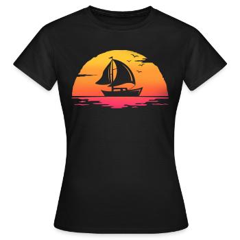 Sunrise Sail Sailing Captain T-Shirt Segelboot Boot - Frauen T-Shirt - Schwarz - Vorne - AI Model Female 172 dark (172cm)