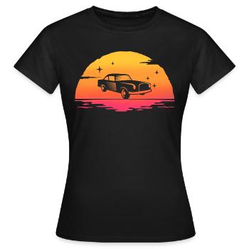 sunrise classic car retro old car - Women's T-Shirt - black - Front - AI Model Female 172 dark (172cm)